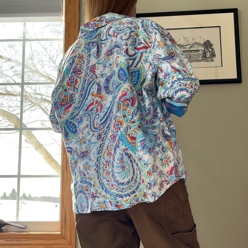Chaps Paisley Button-Up Shirt Blouse Women’s Size 2X Plus Size Boho - Picture 6 of 16